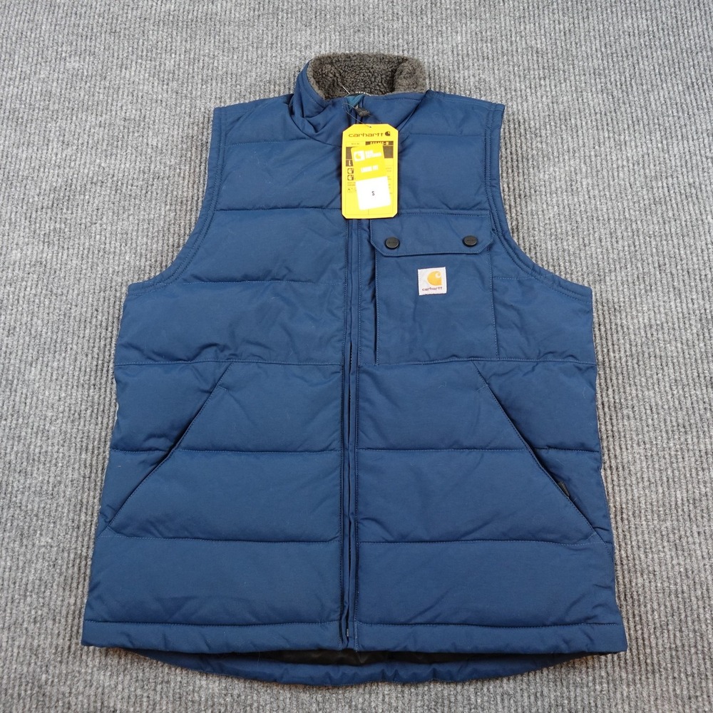 Carhartt Vest Mens Small Blue Quilted Puffer Rain Defender Insulated 0V5475-M